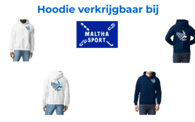 Hoodie (blauw en wit) verkrijgbaar in onze clublijn.
